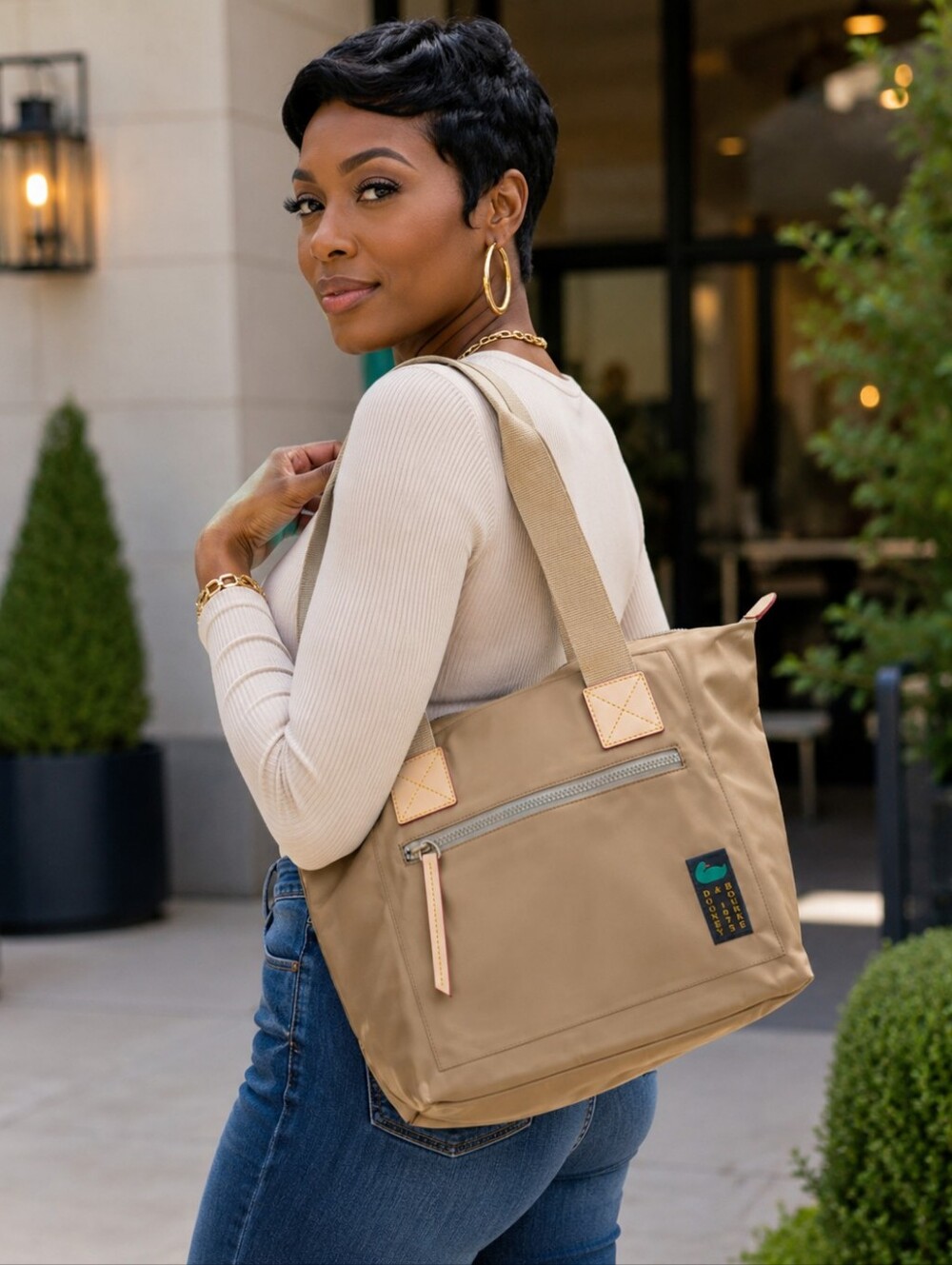 Dooney & Bourke Beige Nylon Tote Bag